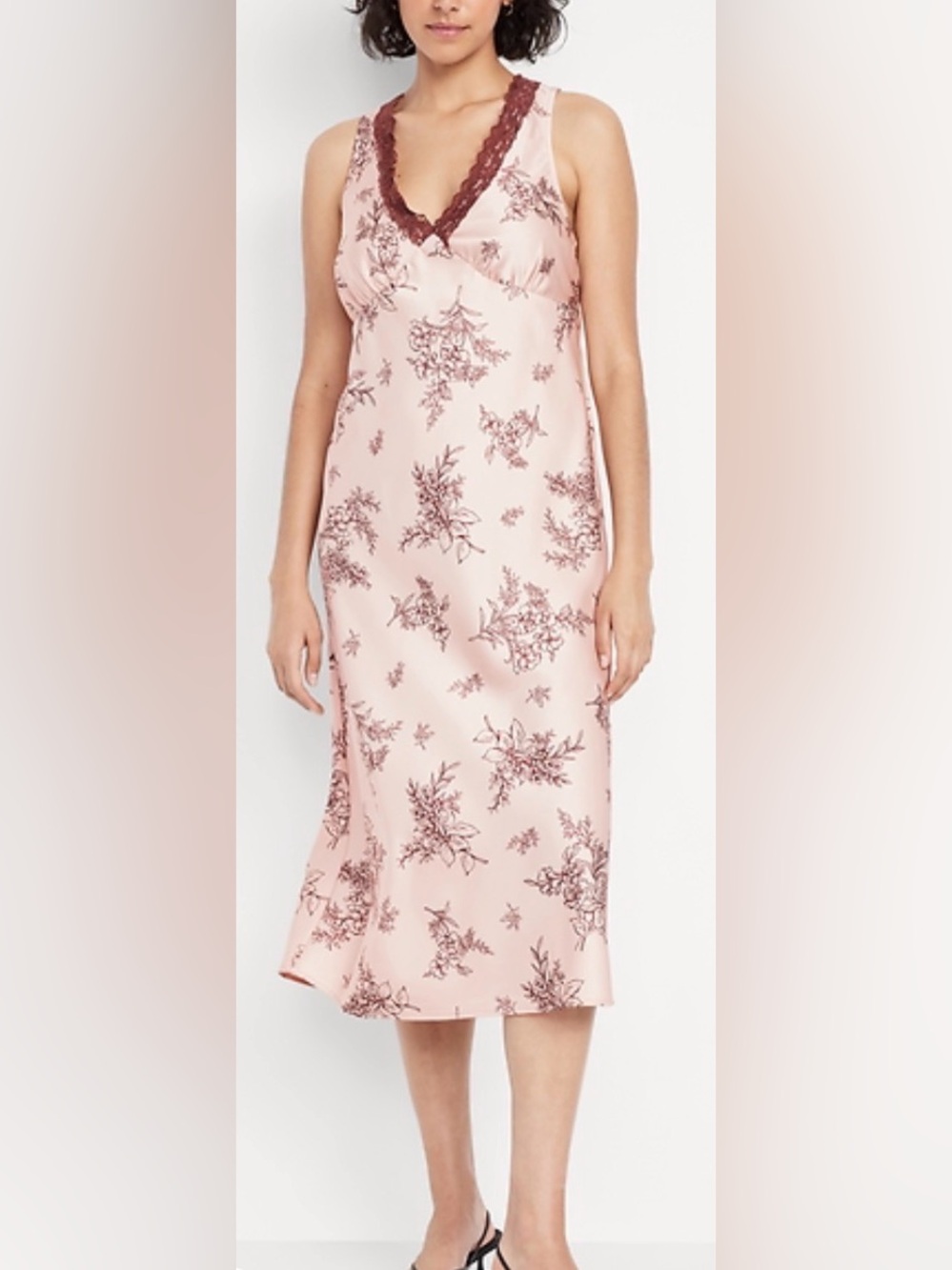 Old Navy Lace-Trim Satin Midi Dress, sz M